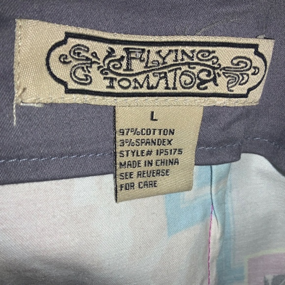 Flying Tomato tribal print back zip Shorts Sz L cotton blend High Rise - Picture 3 of 4